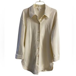 COS jacket button front shacket ivory long line relaxed fit women Medium